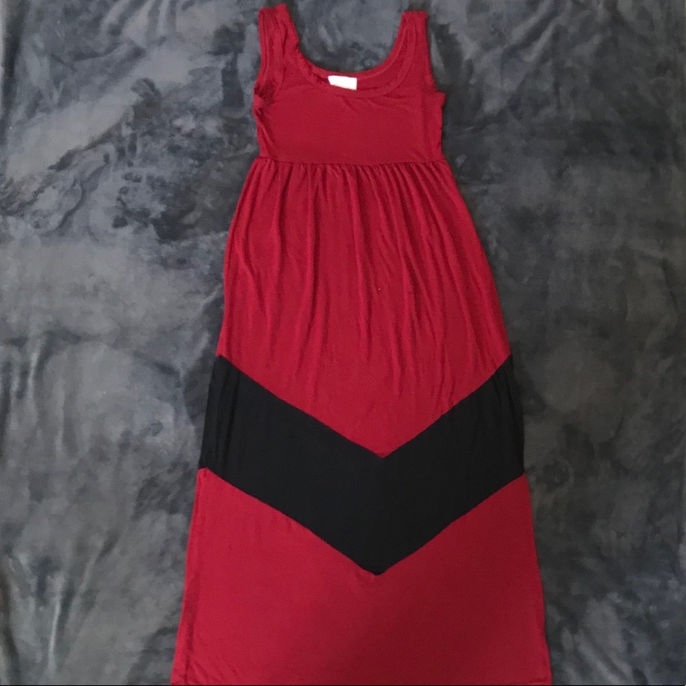 Burgundy and black maxi dress